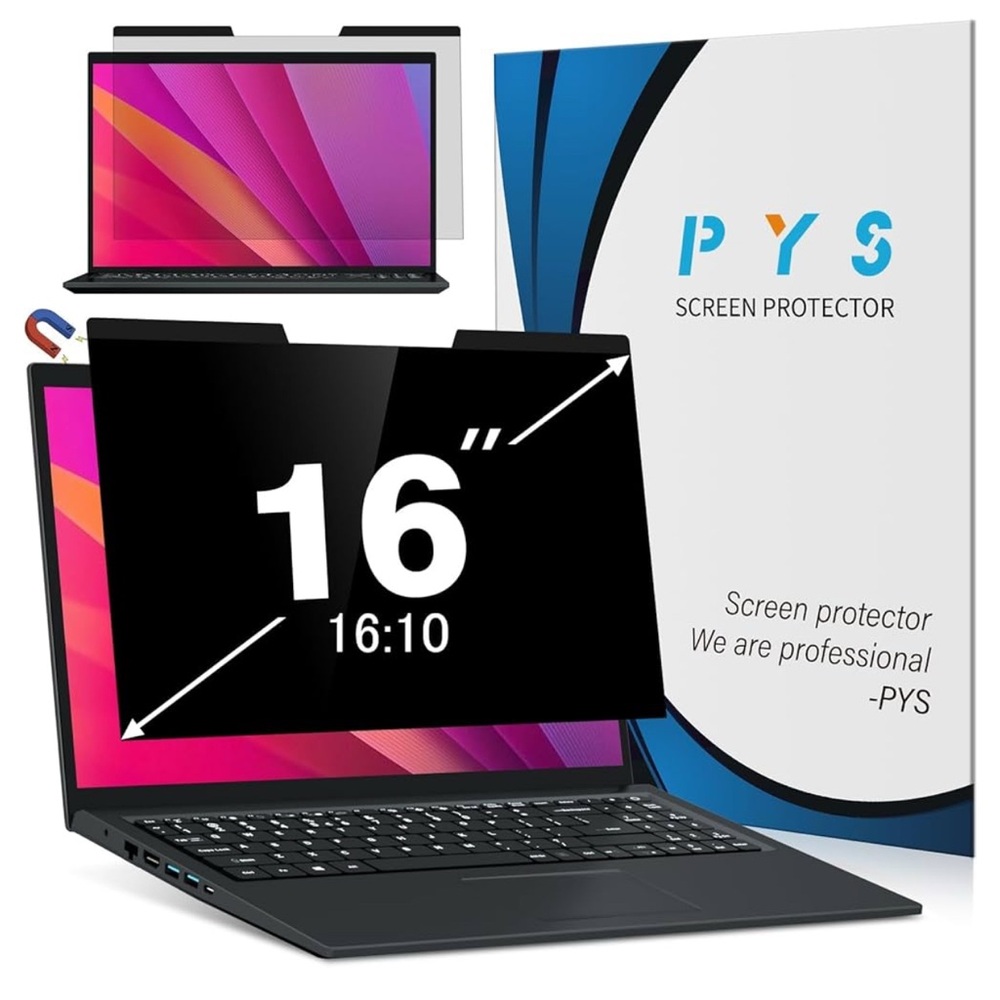 PYS Magnetic Laptop Privacy Screen 16 Inch 16:10 Ratio Screen Privacy Shield,